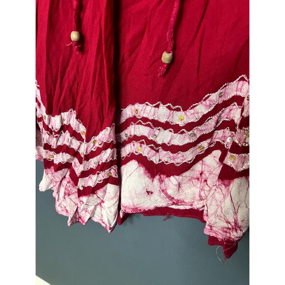 California Woman Free Size Red Pink Paisley Flowy Boho Beach Swimsuit Coverup - Picture 7 of 11